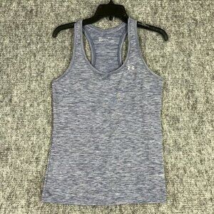 Under Armour Tank Top Women's Small Metallic Gray Loose Scoop Neck Activewear